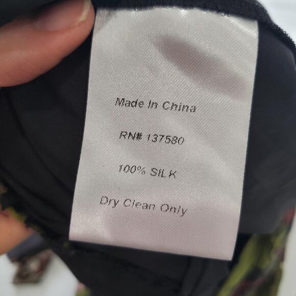 Cenia New York Jumpsuit Womens 10 Green Black Silk Paisley Wide Leg Fairy Whimsy - Picture 10 of 12